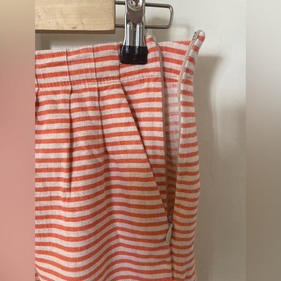 LOFT 100% linen pleated striped mini skirt spring summer pink size 2 - Picture 5 of 8